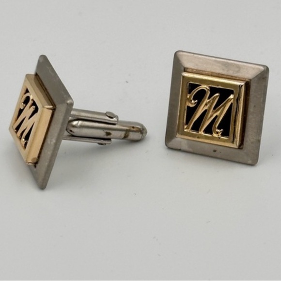 Vintage Script “M” Monogram Initial Letter Cufflinks - Picture 1 of 6